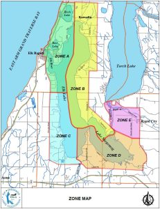 Map showing the zones for ESLA - contact us